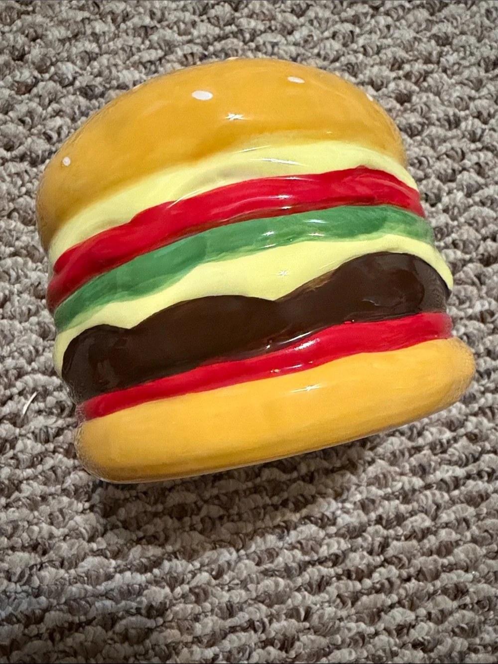 Yellow Ceramic Burger-Shaped Decorative Vase/Planter